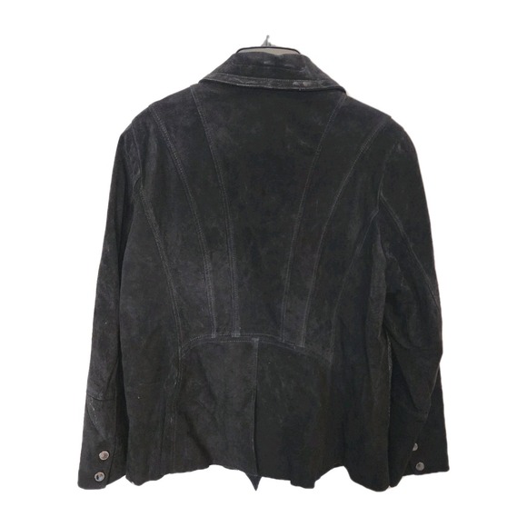 Isaac Mizrahi Live Suede Jacket Womens 18W Black Moto Motorcycle Zipper Classic - Picture 2 of 16